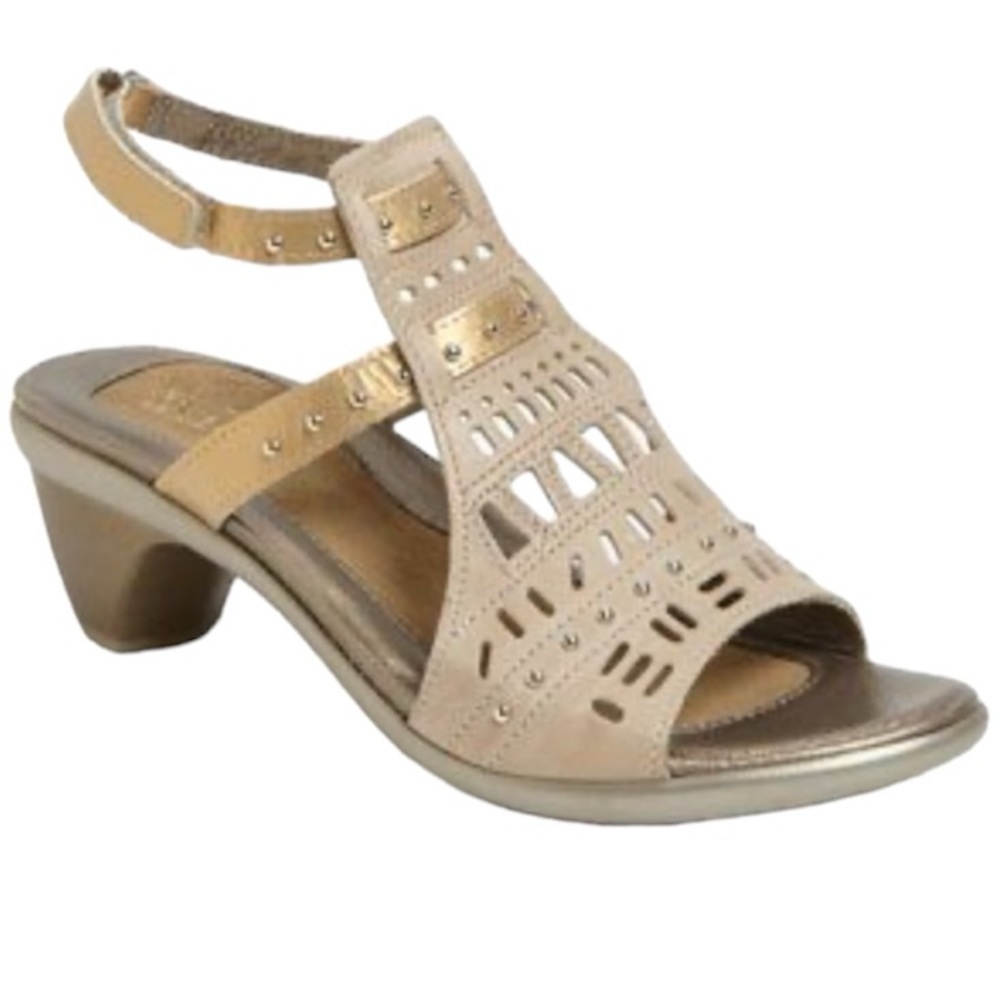 Naot Vogue Sandal- linen and gold leather EU 41